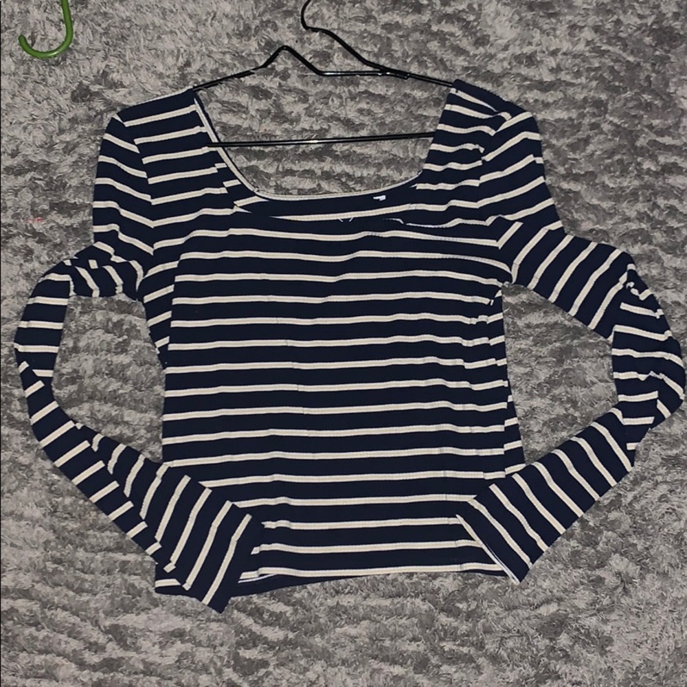 Blue and yellow striped shirt